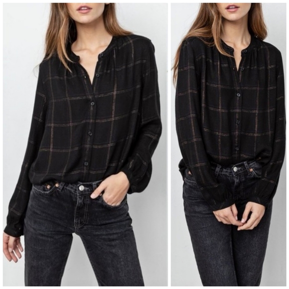 Rails Tops - Rails Rayon Metallic Windowpane Top